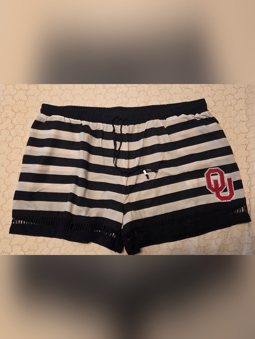 Gameday Couture OU Oklahoma Striped Black and White Women’s Shorts
